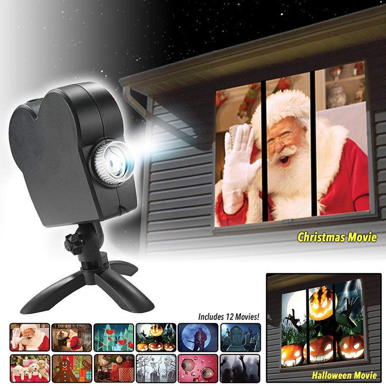 The Best Halloween Christmas Laser Projector 12 Movies Disco Light Mini Window Home Theater Projector For Indoor And Outdoor Use!!