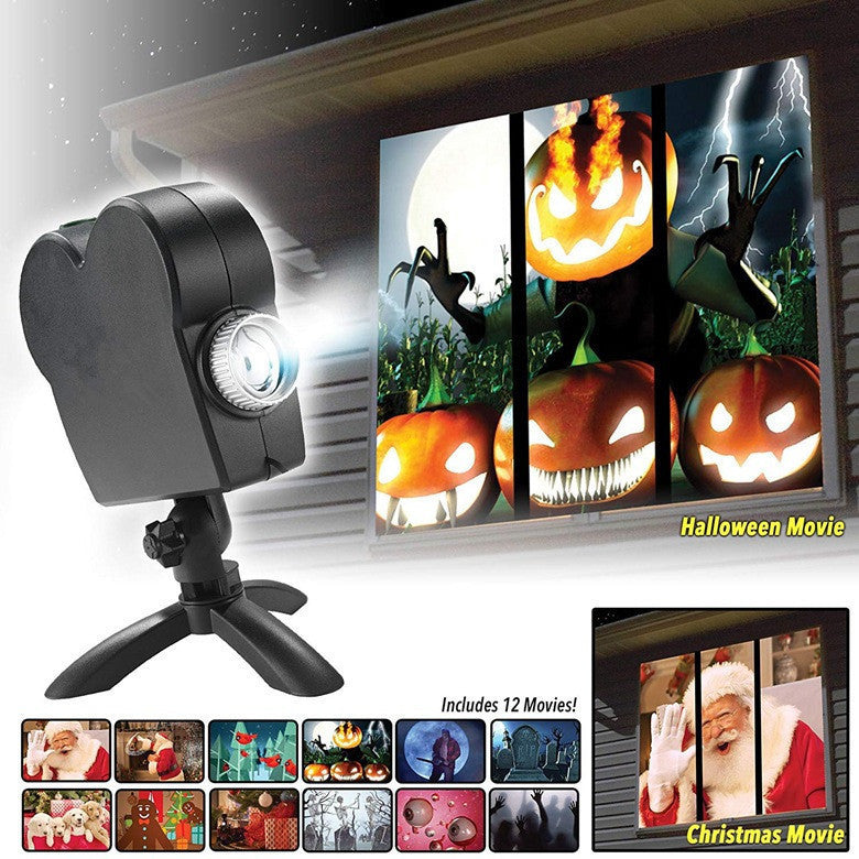 The Best Halloween Christmas Laser Projector 12 Movies Disco Light Mini Window Home Theater Projector For Indoor And Outdoor Use!!